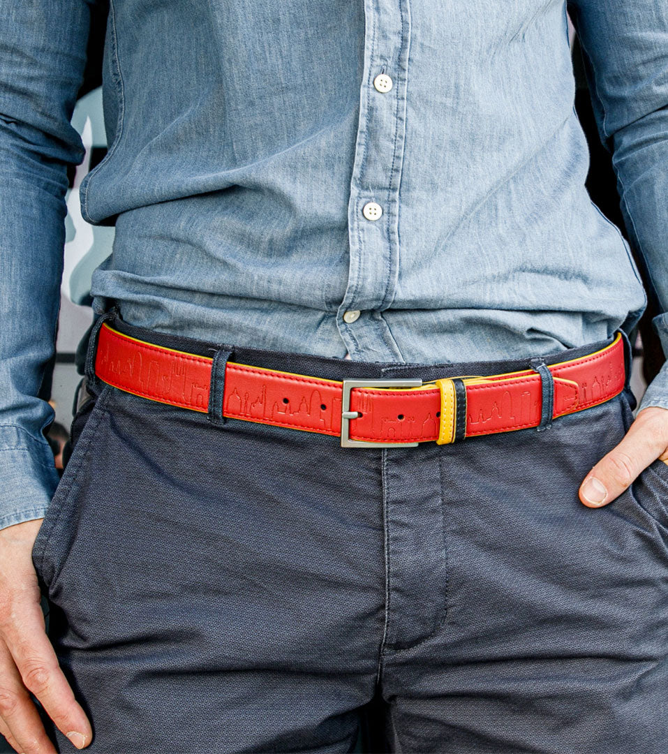 Change 🇪🇸: Original leather belt with the skyline Barcelona