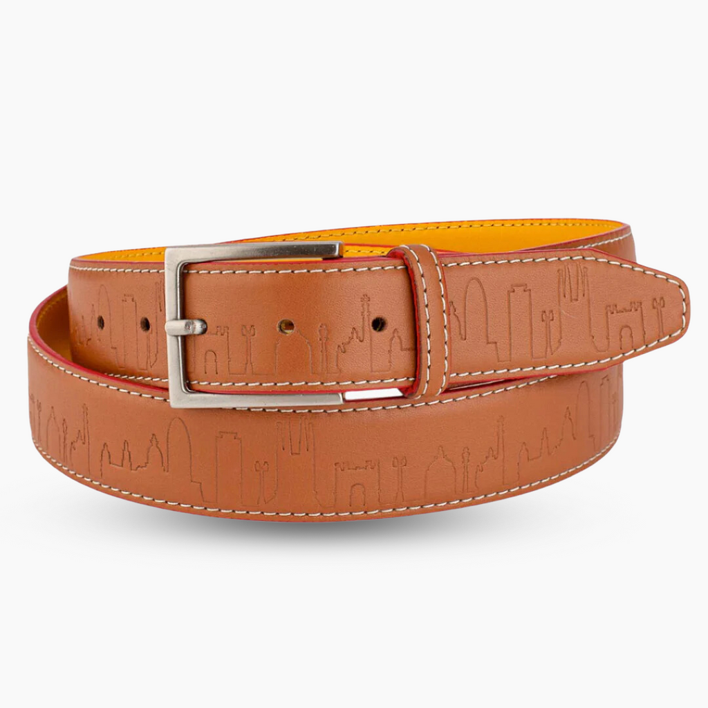 Change 🇪🇸: Original leather belt with the skyline Barcelona