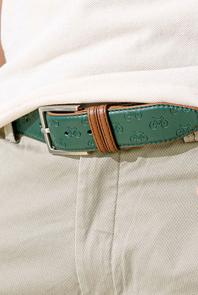 Original Leather belt with bike patterns